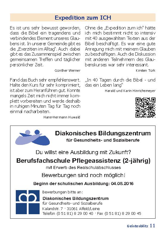 Gemeindebrief Juni 2016 - August 2016