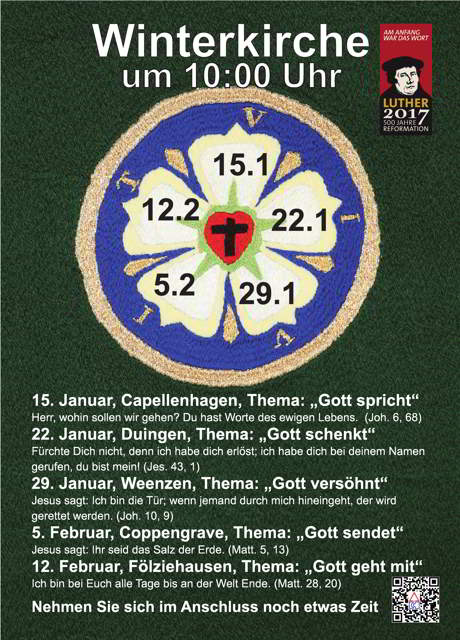 Winterkirche ab 15. Januar 2017 jeweils um 10:00 Uhr