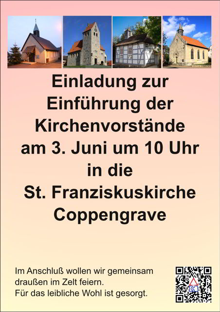 Einladung zur Einführung der Kirchenvorstände am 3. Juni um 10:00 Uhr in Coppengrave