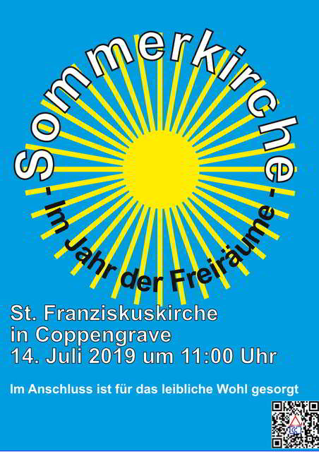 2. Sommerkirche 2019 am 14. Juli um 11 Uhr in der St. Franziskuskirche in Coppengrave