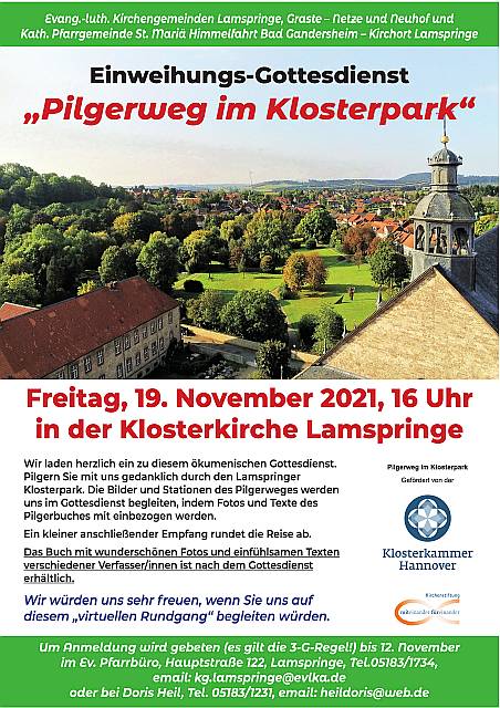Einladung zur Einweihung des Pilgerweg im Klosterpark Lamspringe