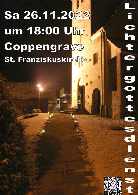 Einladung zum Lichtergottesdienst in die St. Franziskuskirche