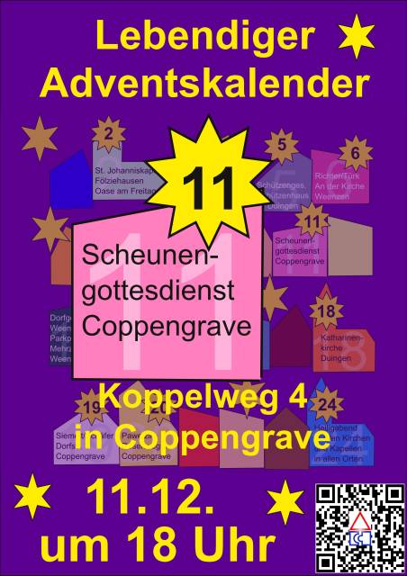 Lebendiger Adventskalender am 11.12.  Scheunengottesdienst in Coppengrave