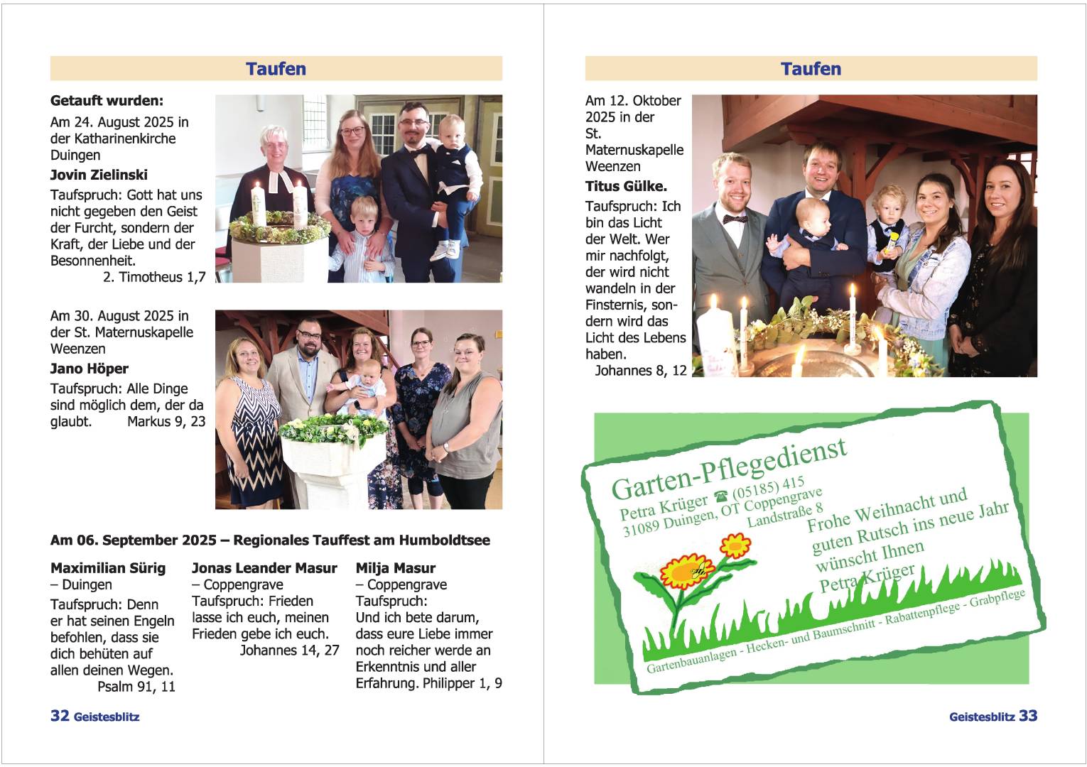 Gemeindebrief für die Monate Dezember 2025 - Februar 2026