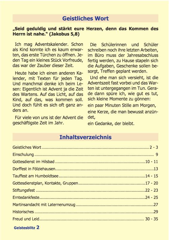 Gemeindebrief für die Monate Dezember 2025 - Februar 2026