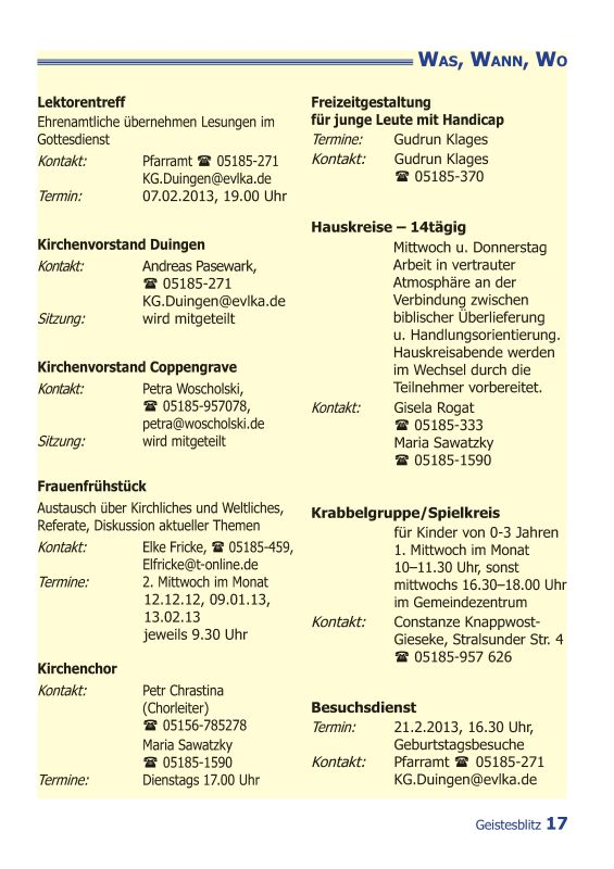 Gemeindebrief Dezember 2012 - Februar 2013