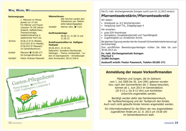 Gemeindebrief Juni - August 2013