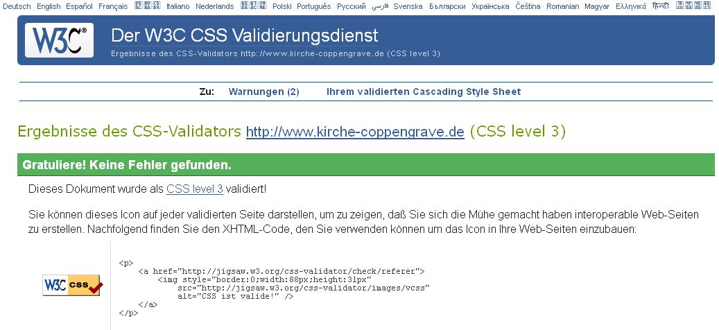 Unser Internetauftritt entspricht den HTML5/CSS3-Standards des W3C