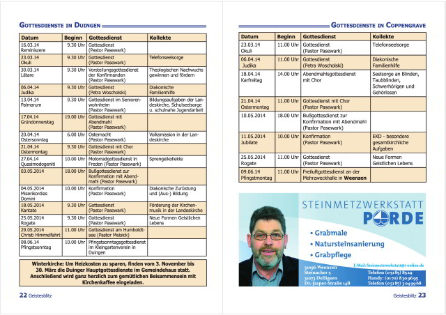 Gemeindebrief März - Mai 2014