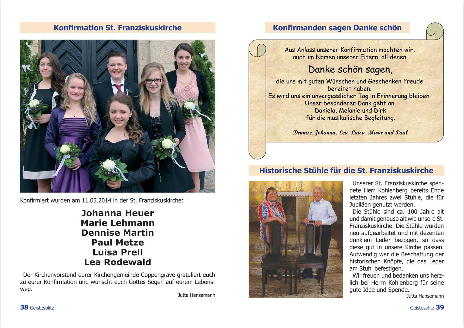 Gemeindebrief Juni - August 2014