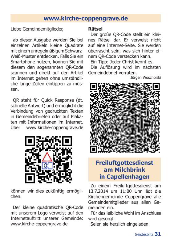 Gemeindebrief Juni - August 2014