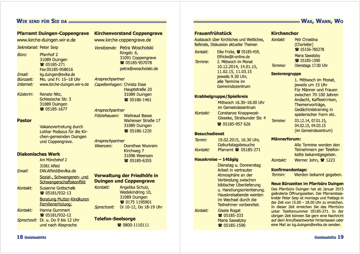 Gemeindebrief Dezember 2014 - Februar 2015