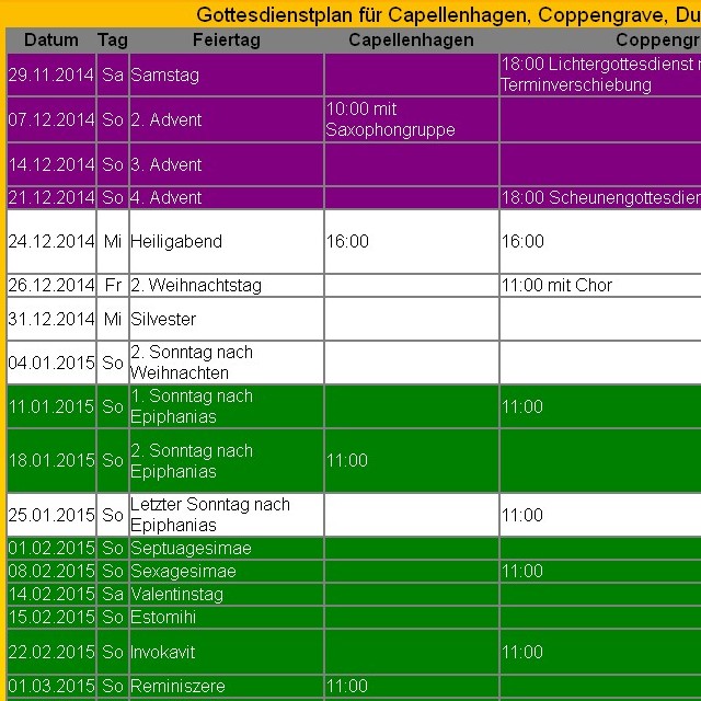 Gottesdienstplan in neuem Layout