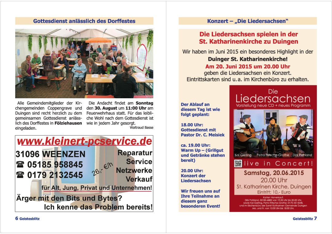 Gemeindebrief Juni 2015 - August 2015