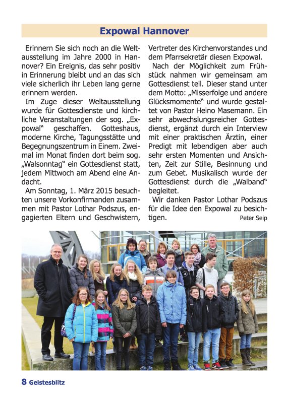 Gemeindebrief Juni 2015 - August 2015