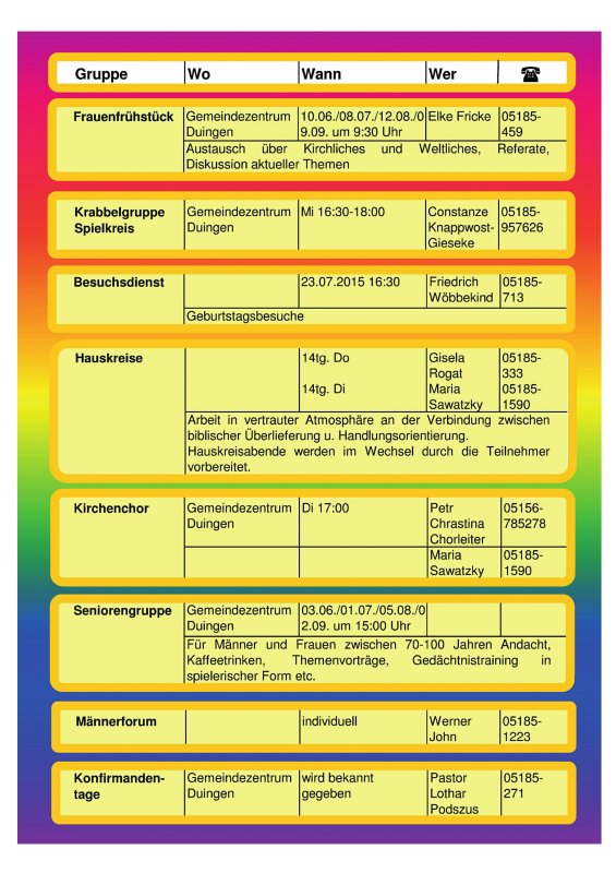 Gemeindebrief Juni 2015 - August 2015