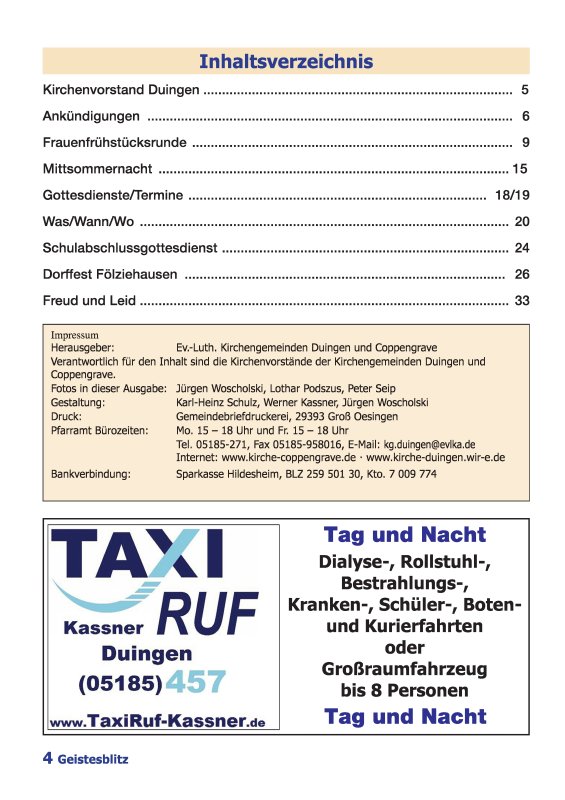 Gemeindebrief Juni 2015 - August 2015