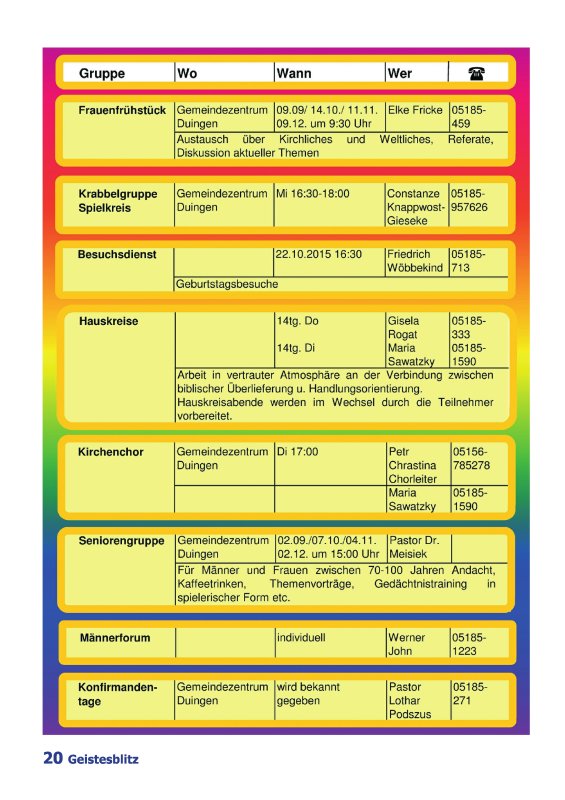 Gemeindebrief Juni 2015 - August 2015