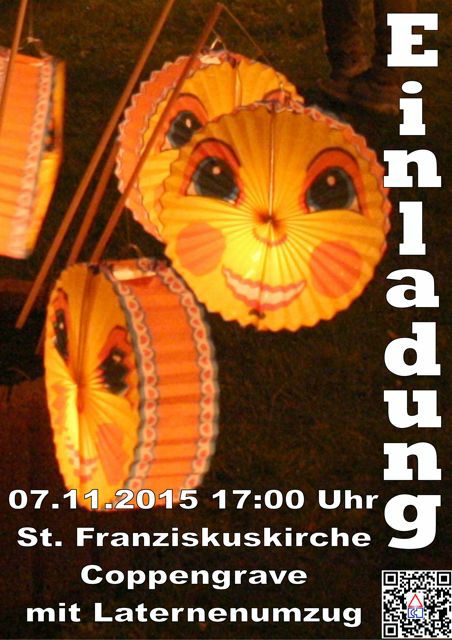 Einladung zur Martinsandacht und Laternenumzug am 7. Nov um 17:00 Uhr