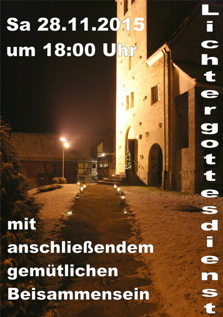 Einladung zum Lichtergottesdienst mit Musical am 28.11.2015 um 18:Uhr in Coppengrave