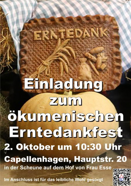 Einladung zum ökumenischen Erntedankfest am 2.10.2016