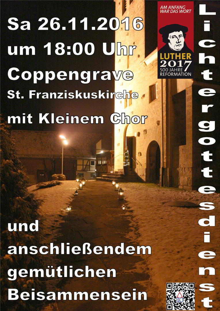 Einladung zum Lichtergottesdienst am Samstag 26.11.2016 um 18 Uhr