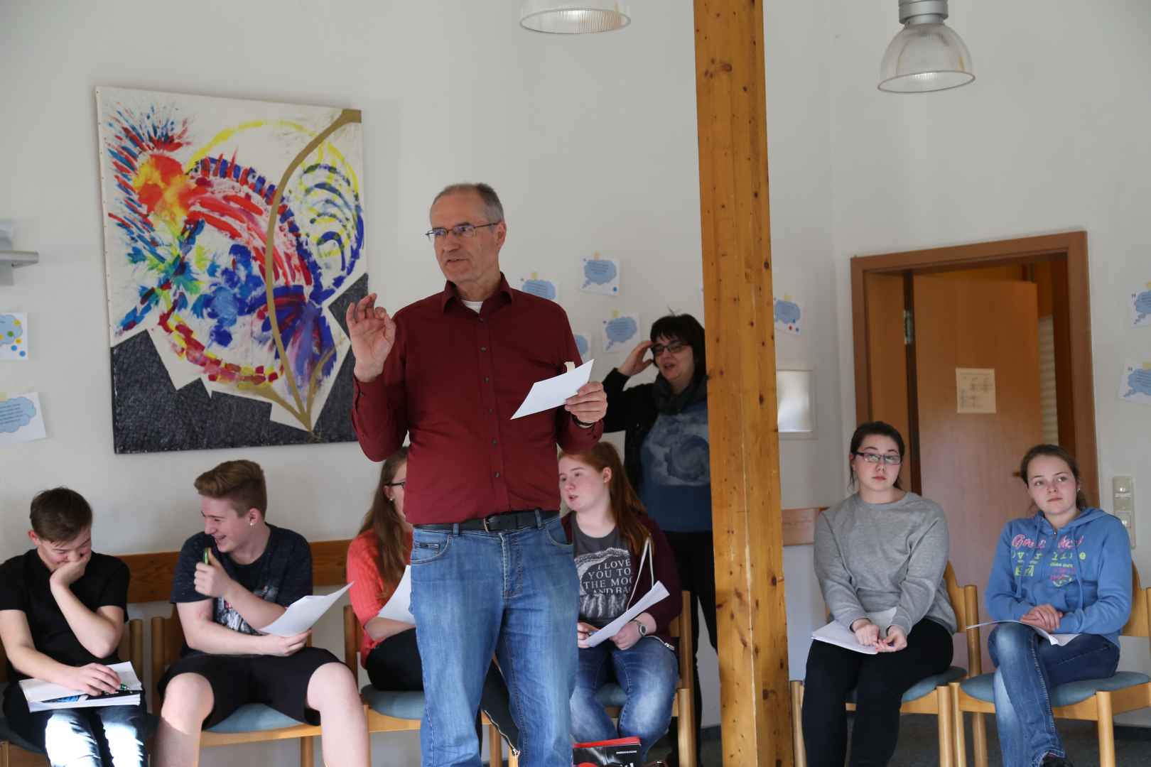 Vorbereitung des Vorstellungsgottesdienst der Konfirmanden in Krelingen