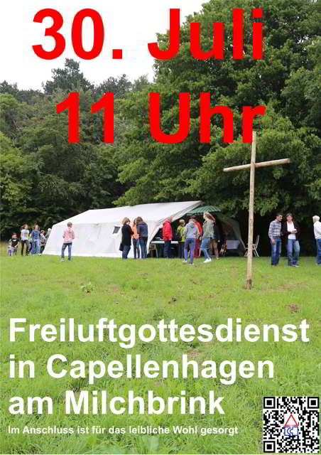 Einladung zum Freiluftgottesdienst am Milchbrink am 30.07.207 um 11 Uhr