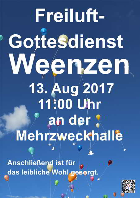 Einladung zum Freiluftgottesdienst nach Weenzen am 13.8.2017 um 11:00 Uhr