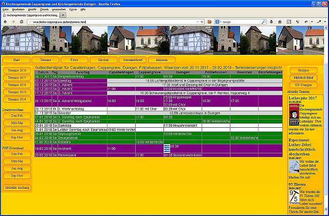 Neuer Gottesdienstplan 20.11.2017 - 28.02.2018
