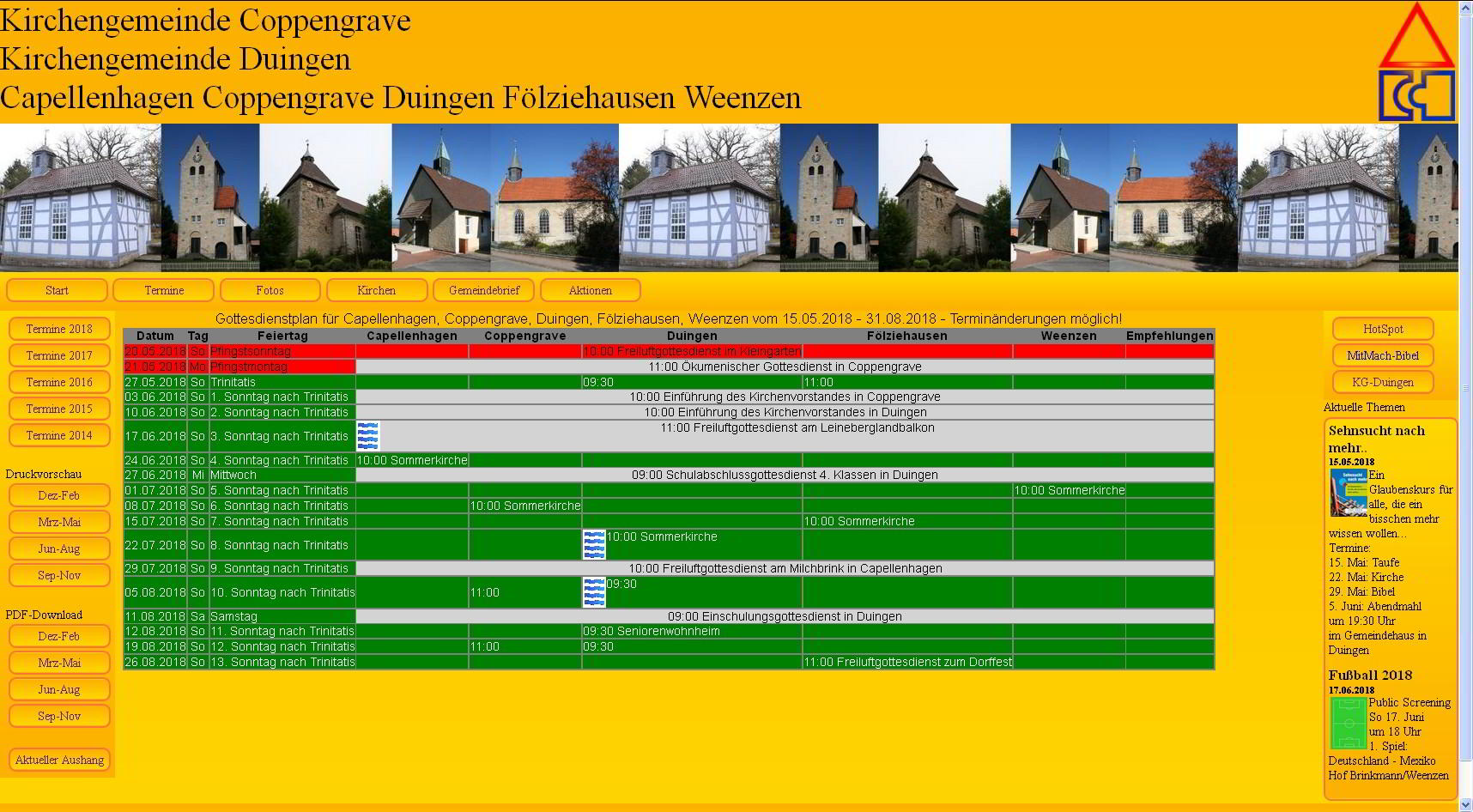 Neuer Gottesdienstplan