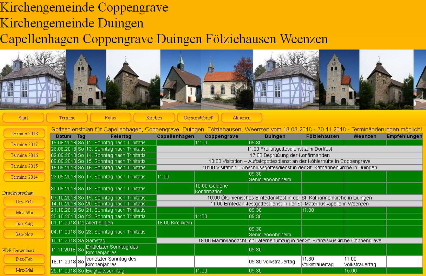 Neuer Gottesdienstplan