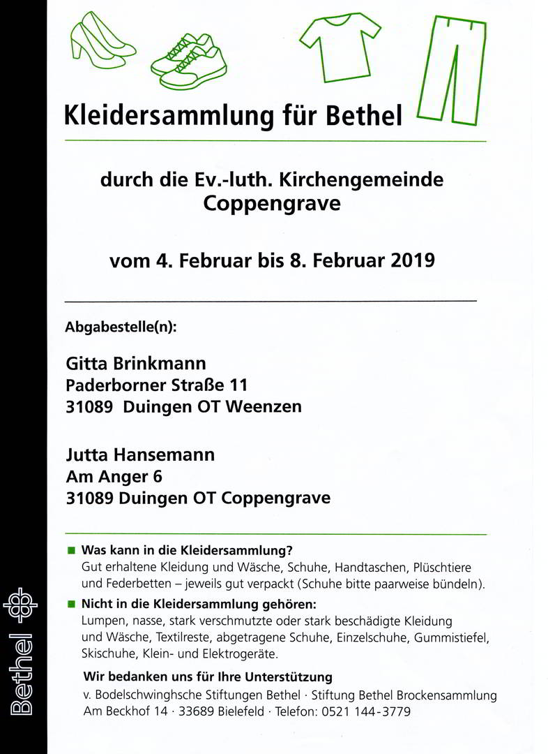 Ankündigung Bethelsammlung 4. - 8. Februar 2019