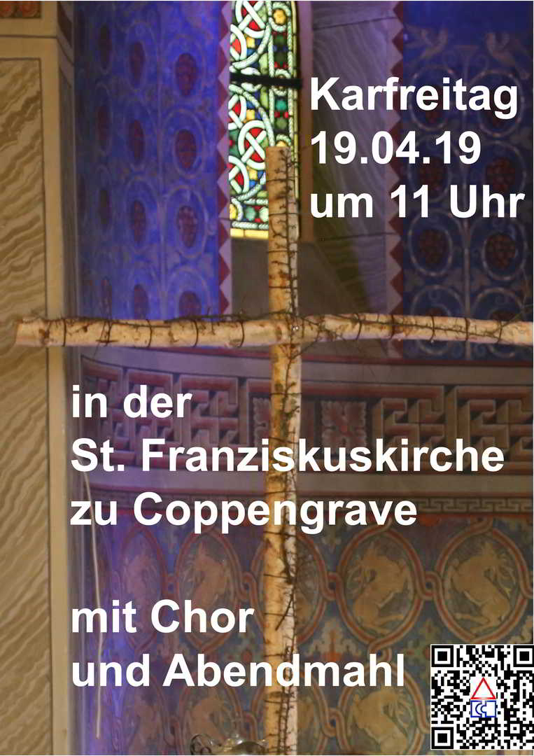 Einladung zum Karfreitagsgottesdienst mit Abendmahl und Chor in Coppengrave