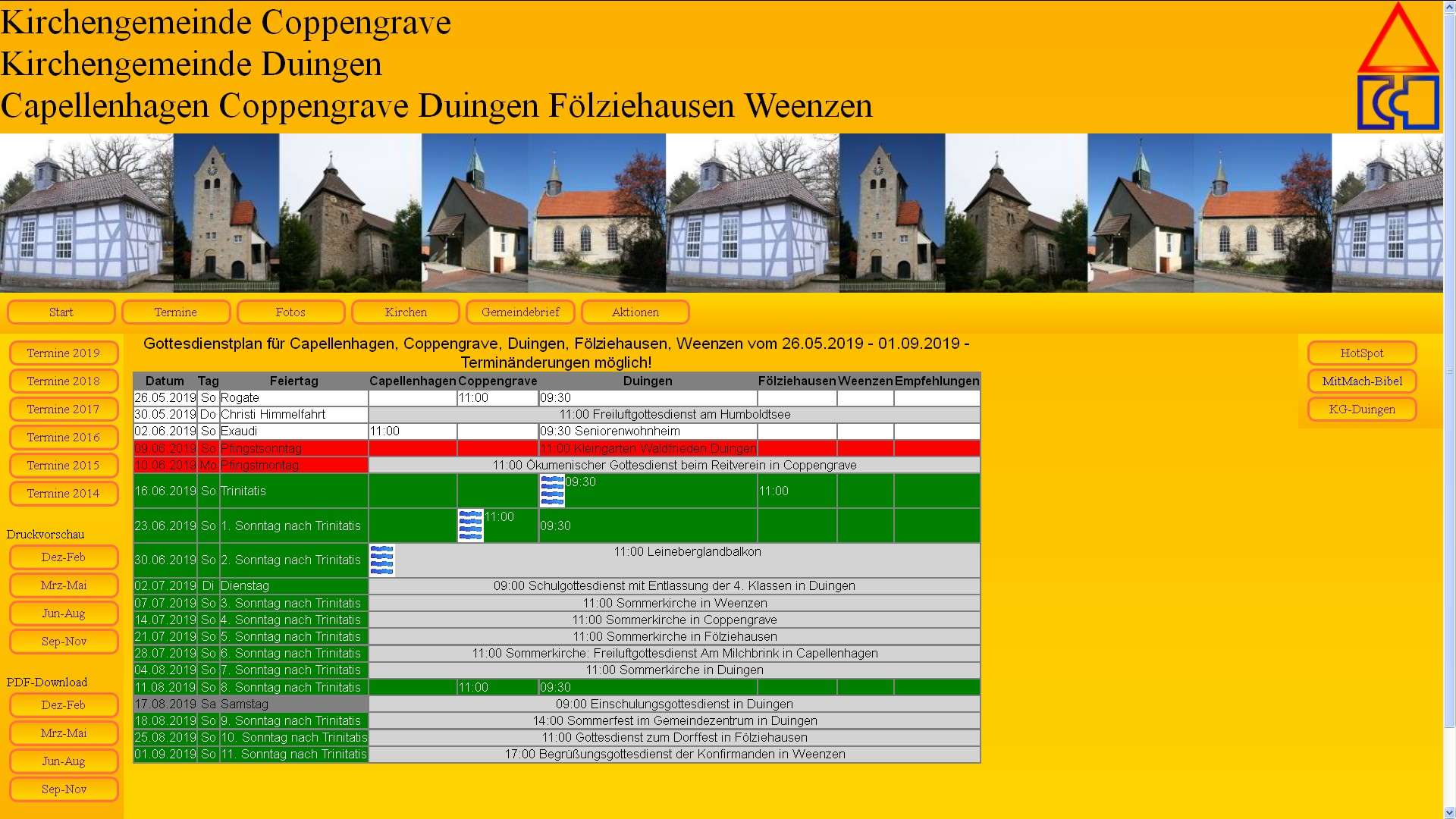 Neuer Gottesdienstplan