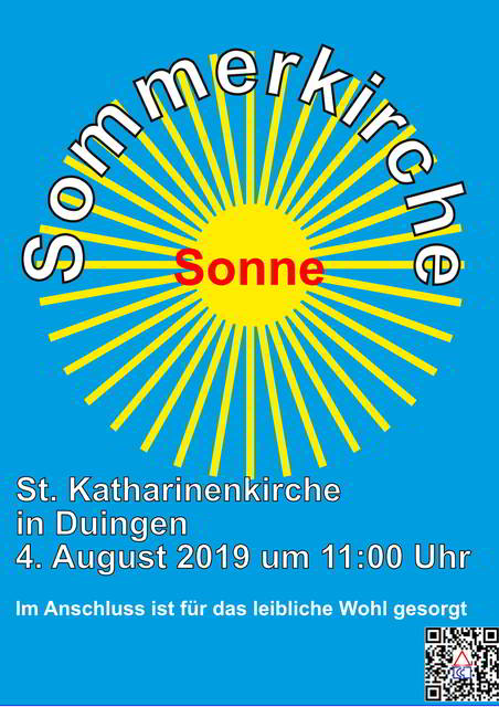 5. Sommerkirche 2019 am 4. August um 11 Uhr in Duingen