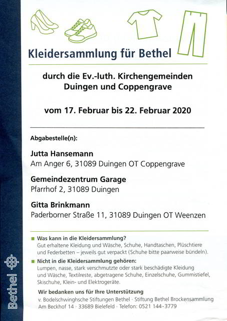 Bethelsammlung vom 17.2. - 22.2.2020