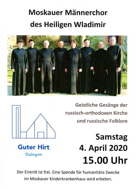 Der Moskauer Männer Chor gibt am 4. April ein Konzert in Guter Hirt