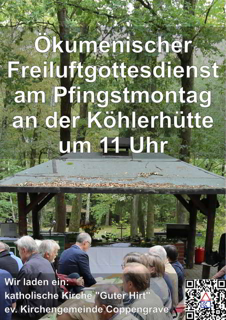 Einladung zum ökumenischen Pfingstgottesdienst an der Köhlerhütte