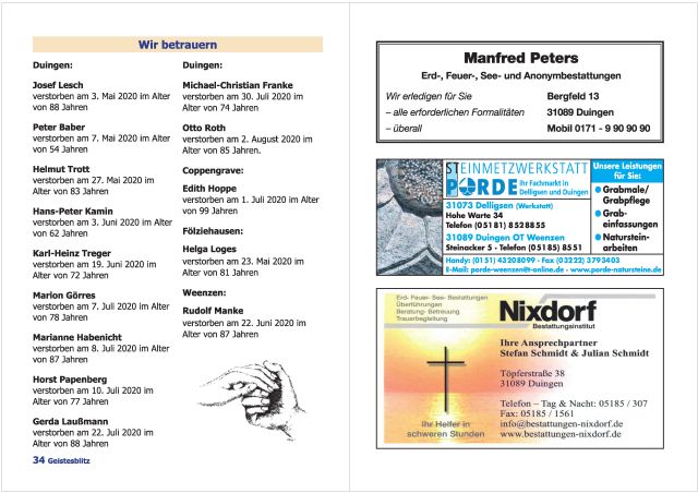 Gemeindebrief September 2020 - November 2020