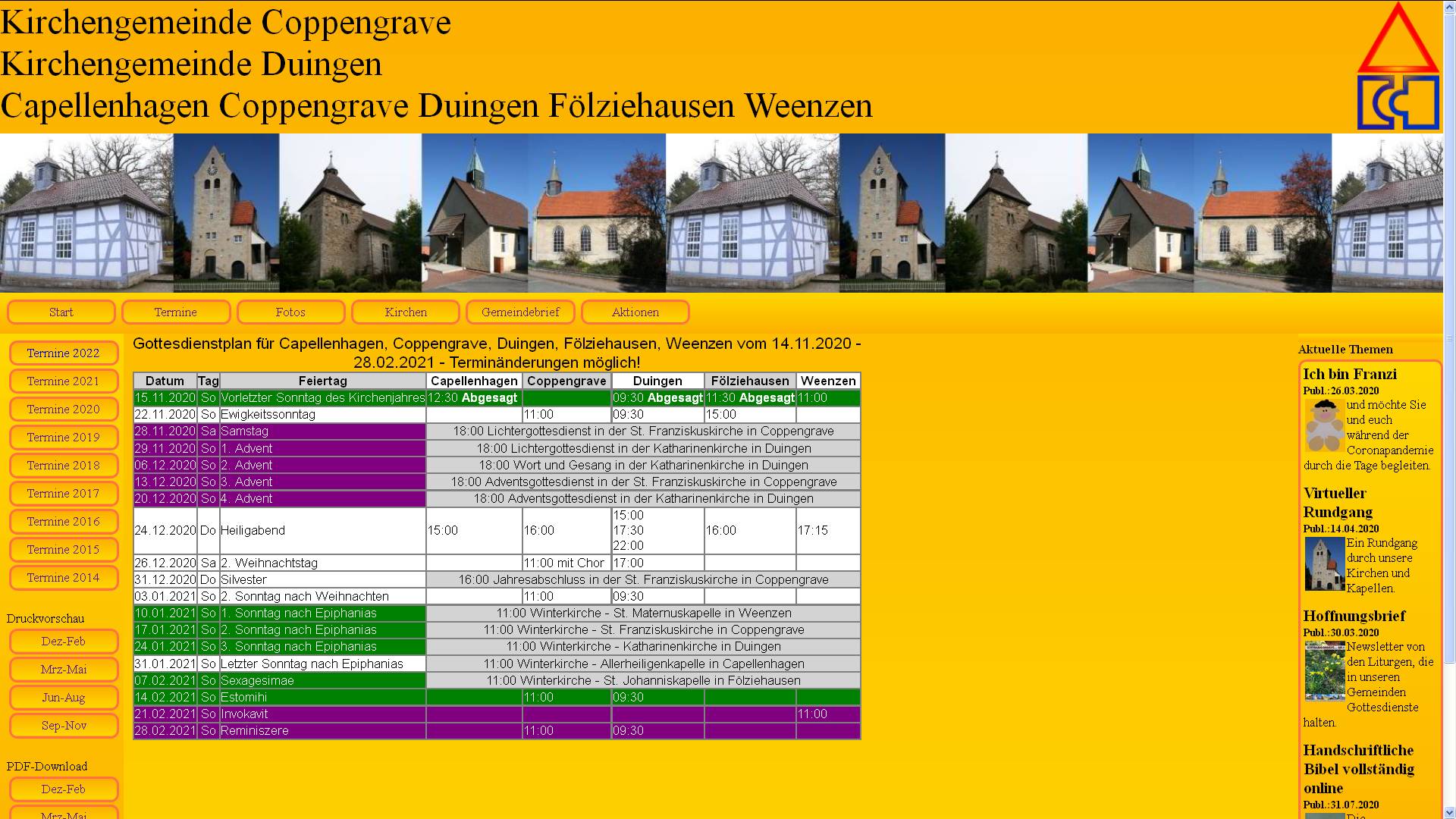 Neuer Terminplan