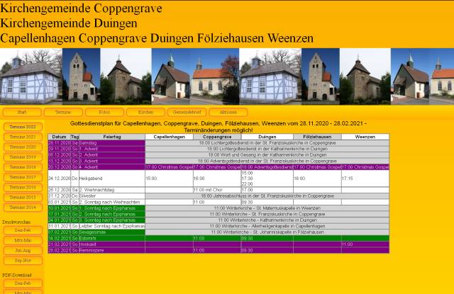 Aktualisierter Terminplan