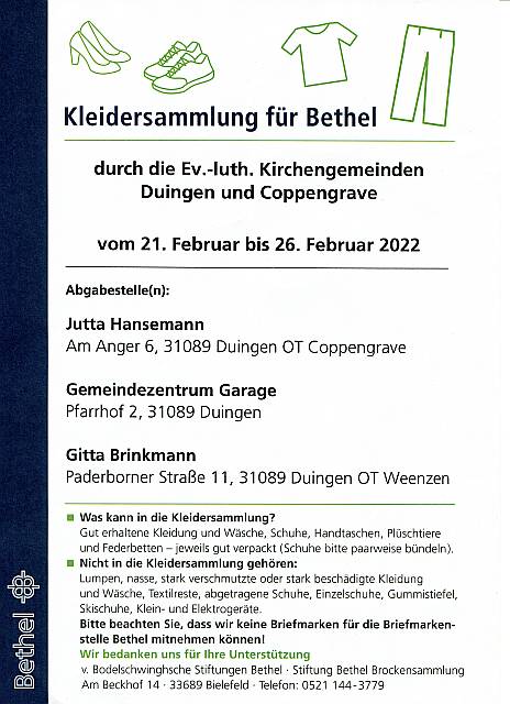 Bethelsammlung - noch 2 Tage