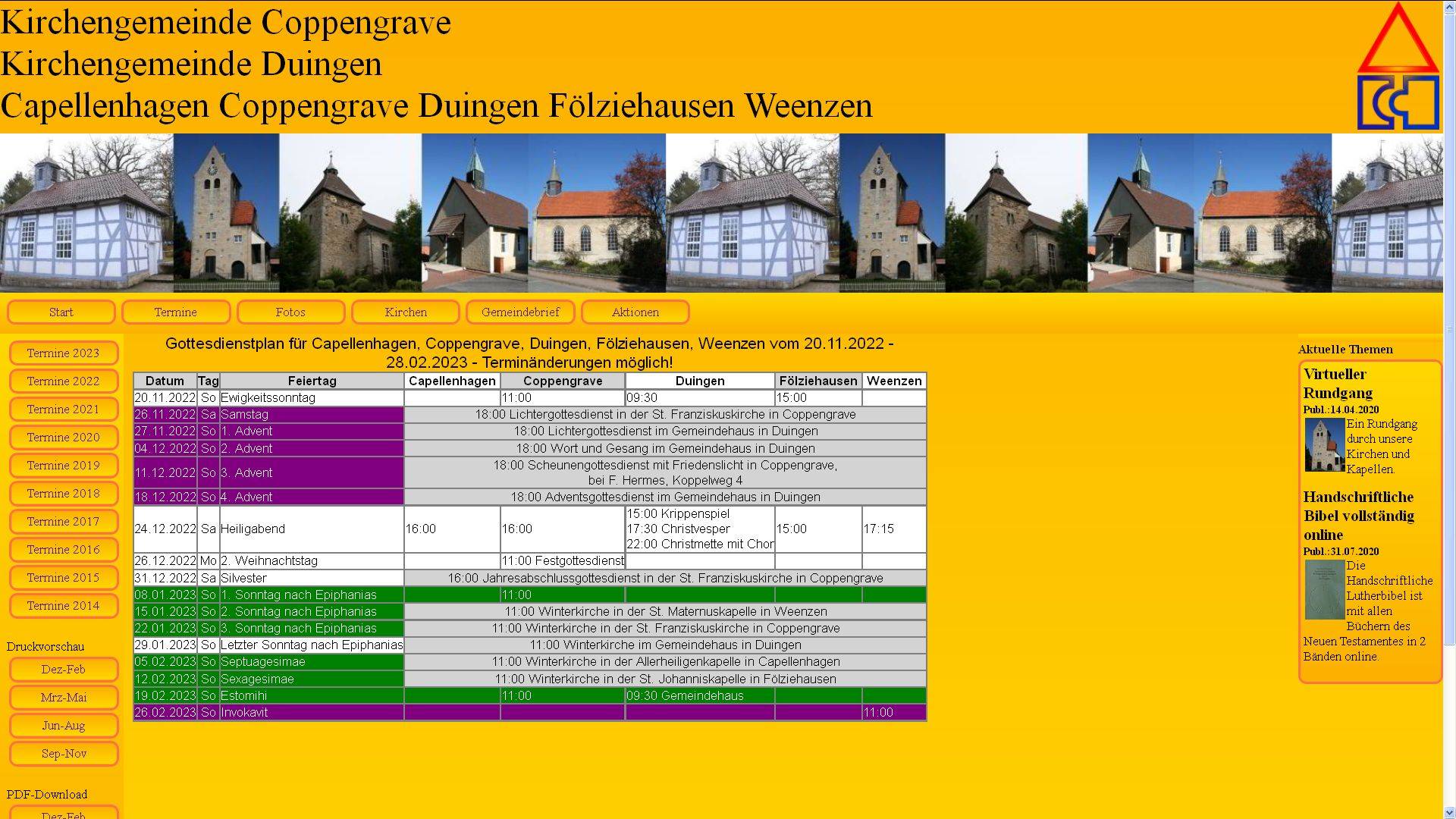 Terminplan Dez 22 - Feb 23 aktualisiert