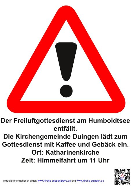 +++ Freiluftgottesdienst am Humboldtsee entfällt +++