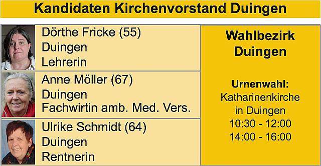 KV Wahl 2024 Kandidaten der Kirchengemeinde Duingen