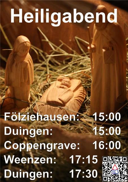 Vorankündigung Gottesdienste am Heiligabend