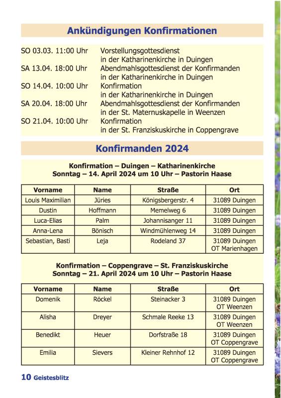 Gemeindebrief März - Mai 2024