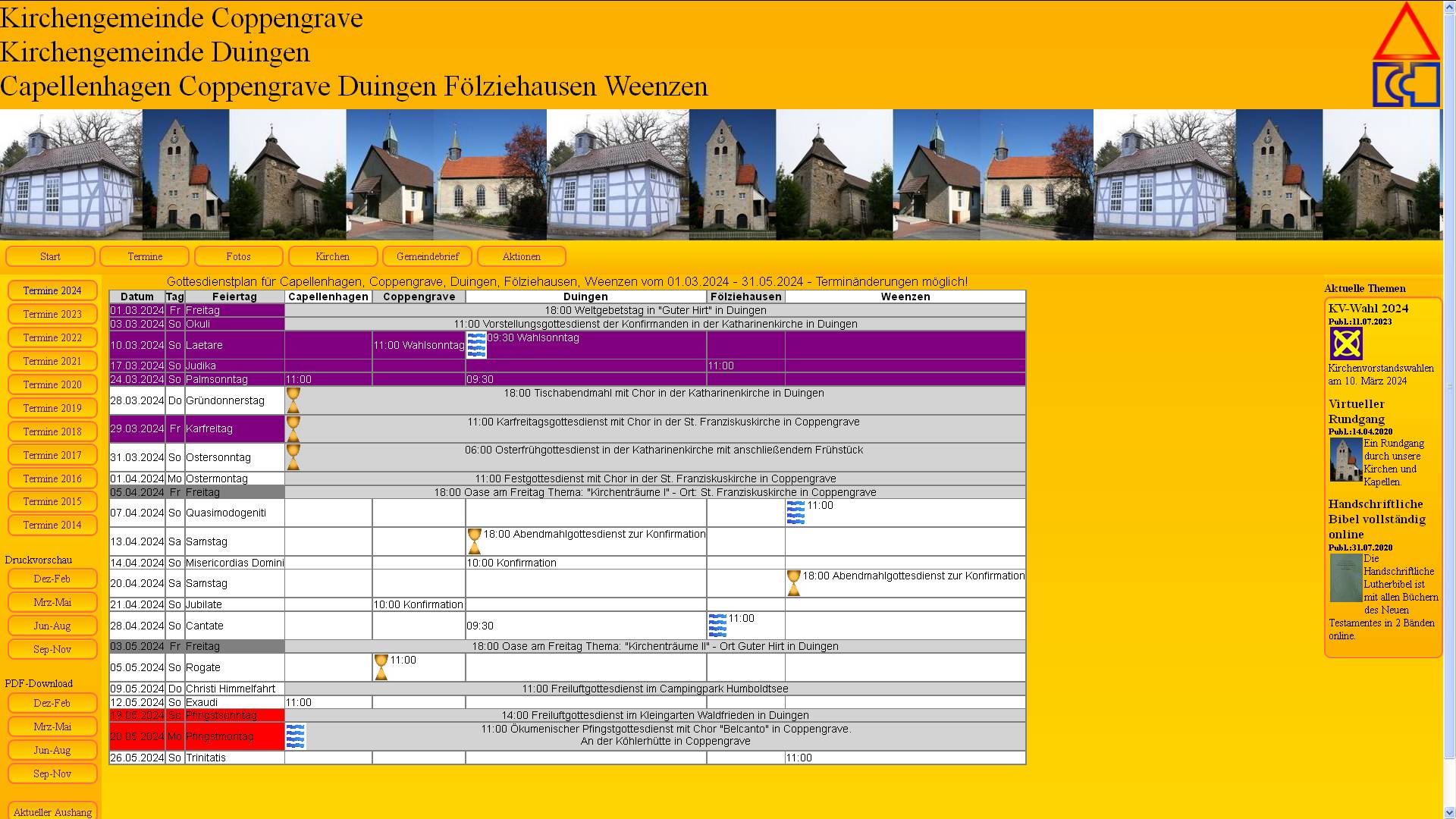 Terminplan aktualisiert