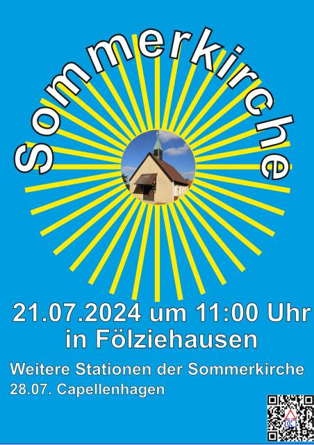 Die Sommerkirche findet wie üblich um 11 Uhr statt!